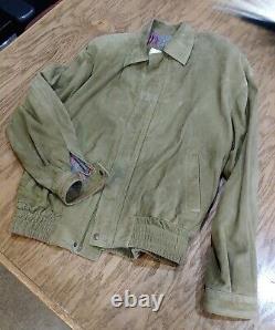 Green Goat Suede Guido Gabrielli Moto Retro Jacket Size 2 Size Med