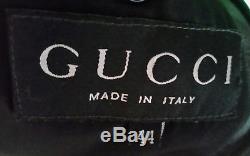 Gucci GG signature logo black lambskin leather jacket Sz 44 US 8 UK 10 Rt$2800