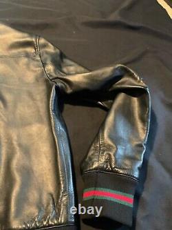 Gucci Leather Bomber Jacket Black Sz 56