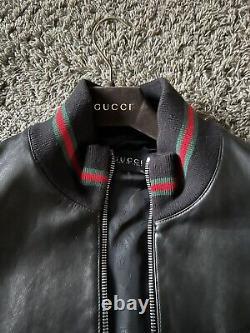 Gucci Leather Bomber Jacket Fits Size 60