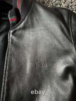 Gucci Leather Bomber Jacket Fits Size 60
