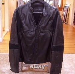Gucci Mens Black Leather Motorcycle Bomber Jacket Size Large /42 $2875.00