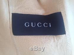 Gucci Tom Ford Leather Beige Ivory Motorcycle Blazer Jacket Coat M