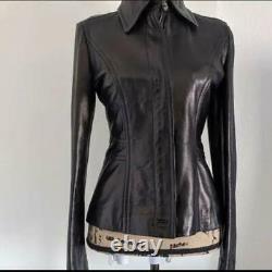 Gucci Women's Motorcycle Leather Jacket Black Size 40 Pre-loved