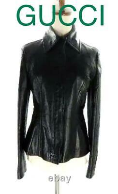 Gucci Women's Motorcycle Leather Jacket Black Size 40 Pre-loved