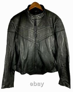 HARLEY DAVIDSON Black Motorcycle Jacket Thick Leather Snap in Lining Mens Sz 44R