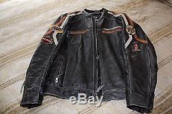 Harley Davidson Distressed Leather Motorcycle Jacket Mens Large
