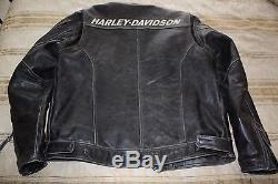 Harley Davidson Distressed Leather Motorcycle Jacket Mens Large