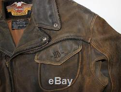 Harley Davidson Motorcycle Billings Distressed Brown Leather Jacket 3xl