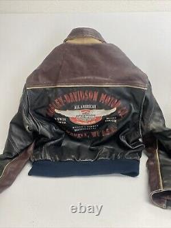 HARLEY DAVIDSON MOTOR CO. Genuine Leather Jacket Embroidered Mens M Medium