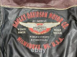 HARLEY DAVIDSON MOTOR CO. Genuine Leather Jacket Embroidered Mens M Medium