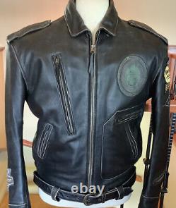 HARLEY DAVIDSON Men's LARGE Distressed Black Leather Jacket in Great Condition