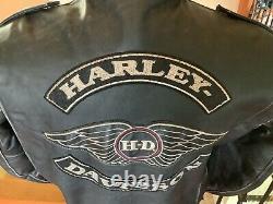 HARLEY DAVIDSON Men's LARGE Distressed Black Leather Jacket in Great Condition