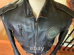 HARLEY DAVIDSON Men's LARGE Distressed Black Leather Jacket in Great Condition