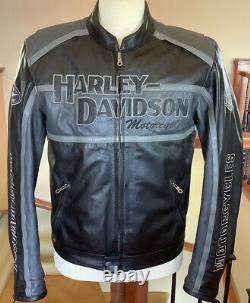 HARLEY DAVIDSON Men's MEDIUM Cruiser B&S Leather Racing Jacket With Liner