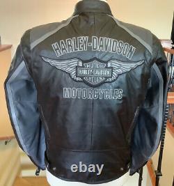 HARLEY DAVIDSON Men's MEDIUM Cruiser B&S Leather Racing Jacket With Liner