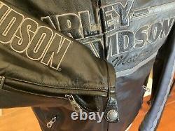 HARLEY DAVIDSON Men's MEDIUM Cruiser B&S Leather Racing Jacket With Liner