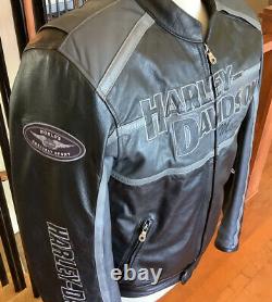 HARLEY DAVIDSON Men's MEDIUM Cruiser B&S Leather Racing Jacket With Liner