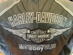 HARLEY DAVIDSON Men's MEDIUM Cruiser B&S Leather Racing Jacket With Liner