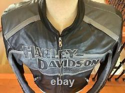 HARLEY DAVIDSON Men's MEDIUM Cruiser B&S Leather Racing Jacket With Liner