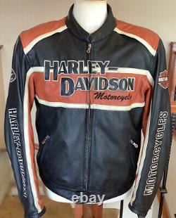 HARLEY DAVIDSON Men's Size LARGE B&S Cruiser Leather Racing Jacket