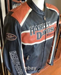 HARLEY DAVIDSON Men's Size LARGE B&S Cruiser Leather Racing Jacket