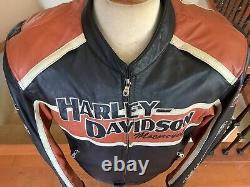 HARLEY DAVIDSON Men's Size LARGE B&S Cruiser Leather Racing Jacket