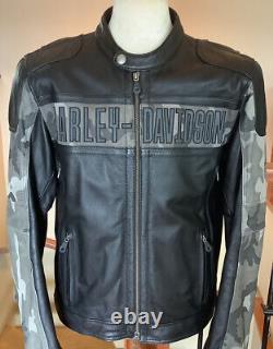 HARLEY DAVIDSON Men's Size LARGE Vented Camo Leather Jacket in Great Condition