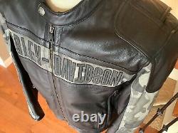 HARLEY DAVIDSON Men's Size LARGE Vented Camo Leather Jacket in Great Condition