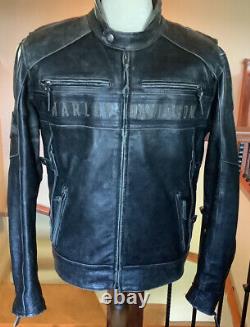 HARLEY DAVIDSON Men's Size XL Adjustable Vented Distressed Leather Jacket