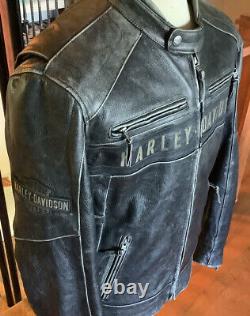 HARLEY DAVIDSON Men's Size XL Adjustable Vented Distressed Leather Jacket