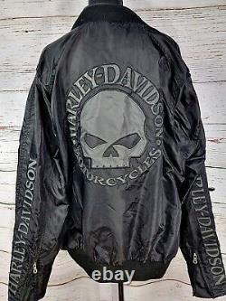 HARLEY DAVIDSON Men's Willie G Skull Nylon Riding Jacket Racing XL Black