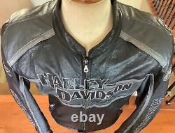 HARLEY DAVIDSON Men's XL Cruiser B&S Leather Racing Jacket (no zip-out liner)