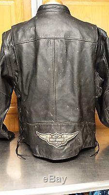 HARLEY DAVIDSON Mens Convertible Black Leather Motorcycle Rider Vest Jacket XXL