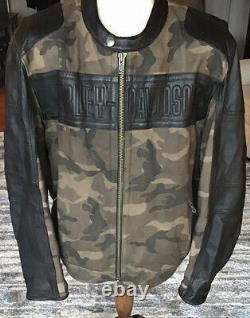 HARLEY DAVIDSON Mens Size 3XL Camo & Black Leather Jacket