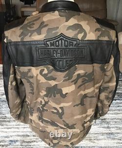 HARLEY DAVIDSON Mens Size 3XL Camo & Black Leather Jacket