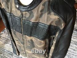 HARLEY DAVIDSON Mens Size 3XL Camo & Black Leather Jacket