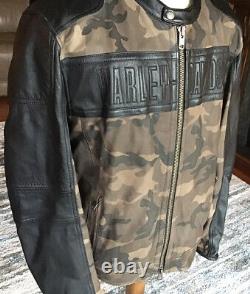 HARLEY DAVIDSON Mens Size 3XL Camo & Black Leather Jacket