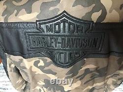 HARLEY DAVIDSON Mens Size 3XL Camo & Black Leather Jacket