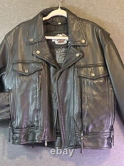 HARLEY DAVIDSON NEVADA STYLE Men's Black Leather Jacket REMOVABLE LINER/ VENTS