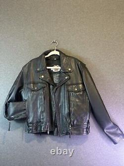 HARLEY DAVIDSON NEVADA STYLE Men's Black Leather Jacket REMOVABLE LINER/ VENTS