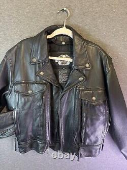 HARLEY DAVIDSON NEVADA STYLE Men's Black Leather Jacket REMOVABLE LINER/ VENTS