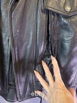 HARLEY DAVIDSON NEVADA STYLE Men's Black Leather Jacket REMOVABLE LINER/ VENTS