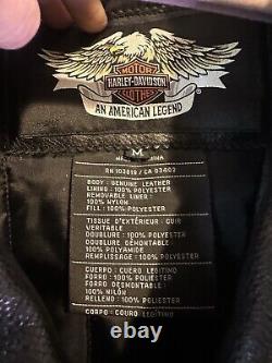 HARLEY DAVIDSON NEVADA STYLE Men's Black Leather Jacket REMOVABLE LINER/ VENTS