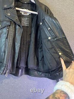 HARLEY DAVIDSON NEVADA STYLE Men's Black Leather Jacket REMOVABLE LINER/ VENTS
