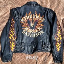 HARLEY DAVIDSON Vintage RIDE FREE FLAME JACKET sz LW