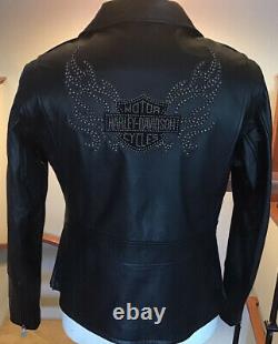 HARLEY DAVIDSON Women's XL Black Studded Leather Jacket in Great Condition