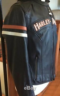 HARLEY DAVIDSON Womens L Vented Reflective 3 in 1 Leather Jacket Hoodie Liner