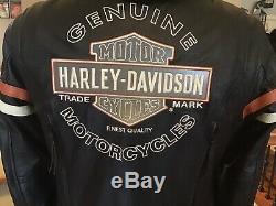 HARLEY DAVIDSON Womens L Vented Reflective 3 in 1 Leather Jacket Hoodie Liner