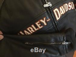 HARLEY DAVIDSON Womens L Vented Reflective 3 in 1 Leather Jacket Hoodie Liner